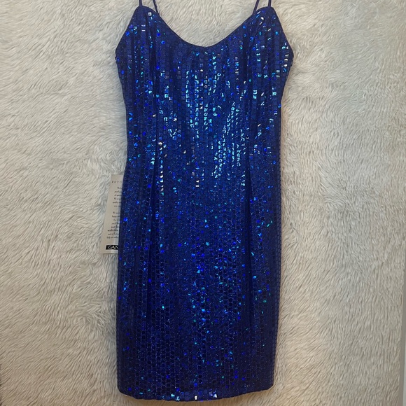 Vintage L.A. GLO 💙 NWT- Blue Sequin Mini Dress - Picture 7 of 13